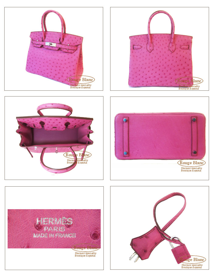 エルメス バーキン30 フューシャピンク オーストリッチ S金具 新品 Hermes Birkin30 Fuschia Pink Ostrich New エルメス専門店 ルージュブラン