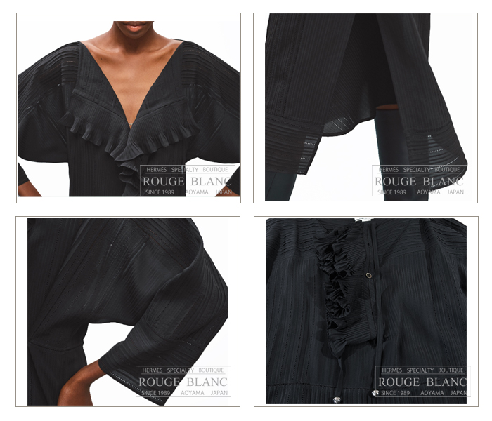 エルメス　2022 A/W　ラッフルワンピース　インナー付　ブラック　黒　#34　タグ付　【新品】 HERMES Ruffled openwork  dress Black 【NEW】